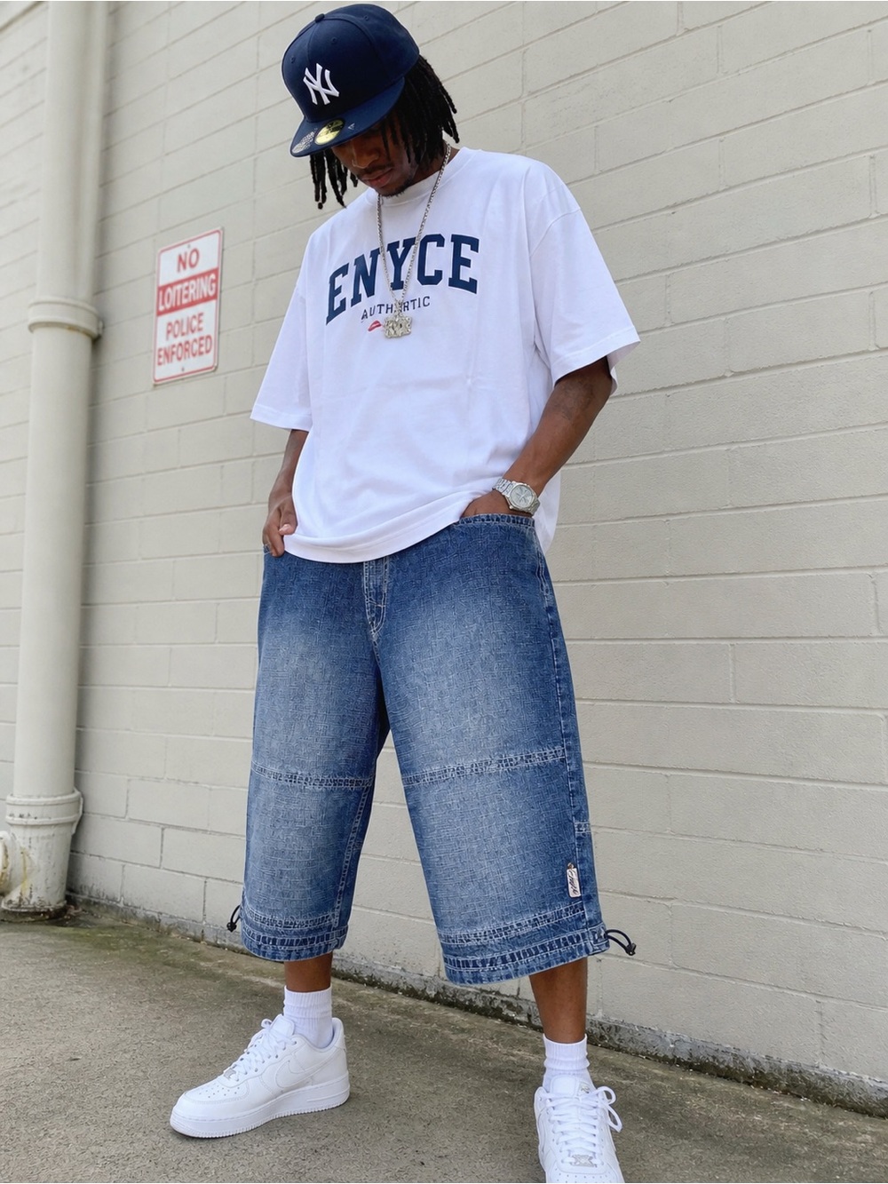 Enyce Denim Shorts Men’s Size 36 Blue Baggy Carpenter Style Streetwear Y2K